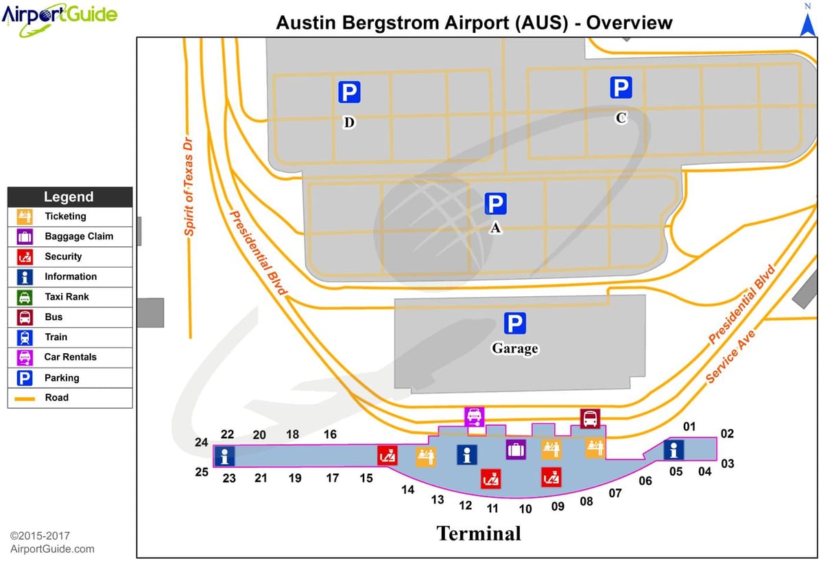 Austin Bergstrom Uluslararası Havaalanı Haritayı göster