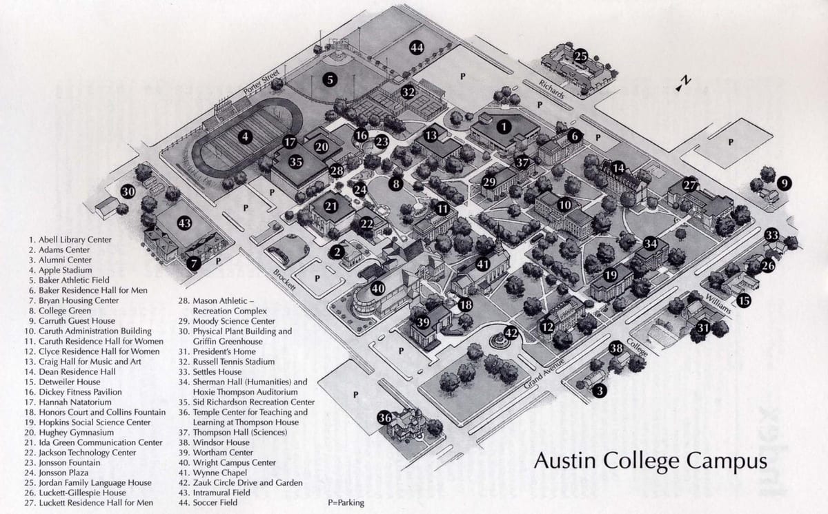 Austin üniversite Kampüsü harita