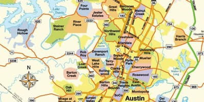 Austin Tx bölgesi Haritayı göster